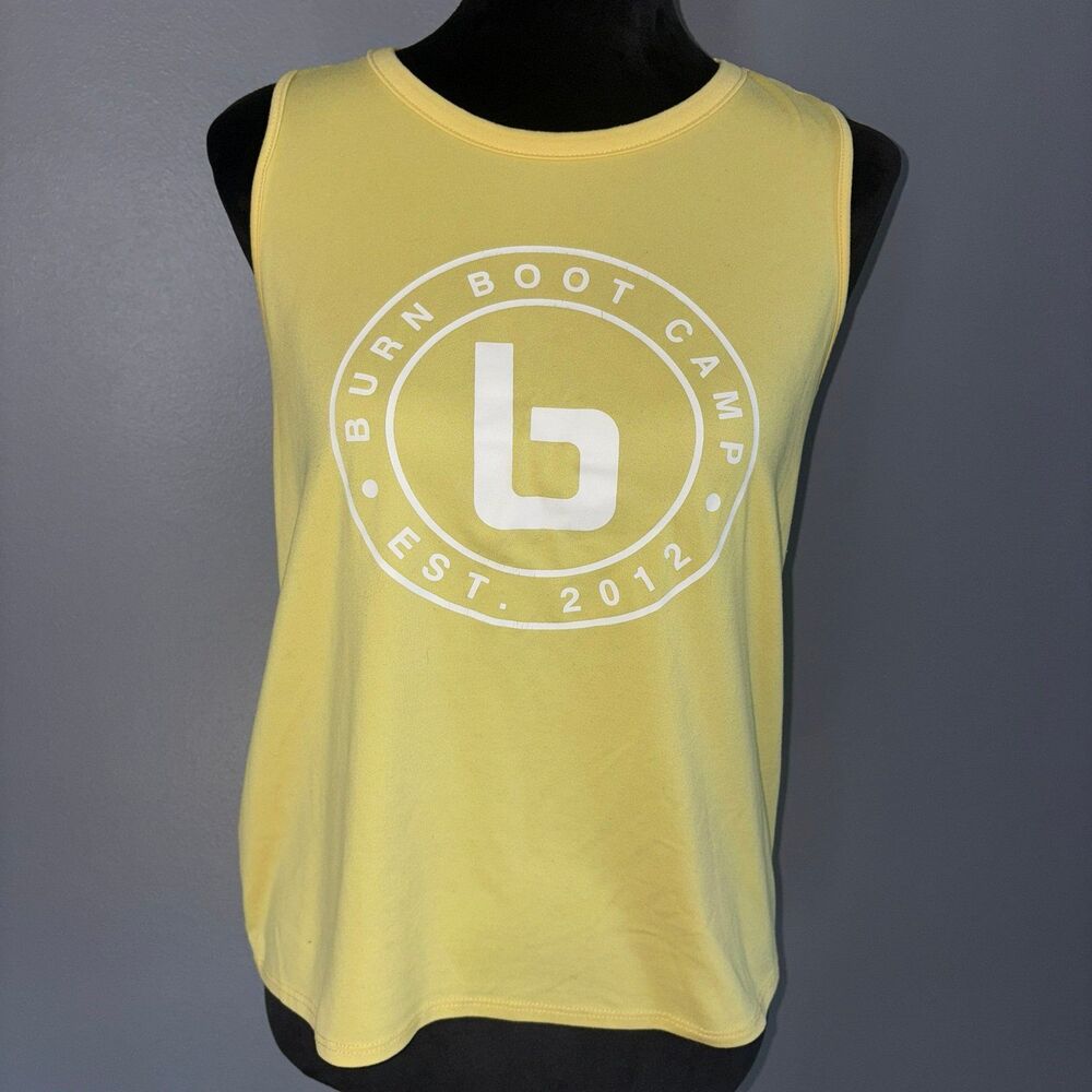 Burn Boot Camp Womens Athletic Graphic Tank Top SMALL Yellow